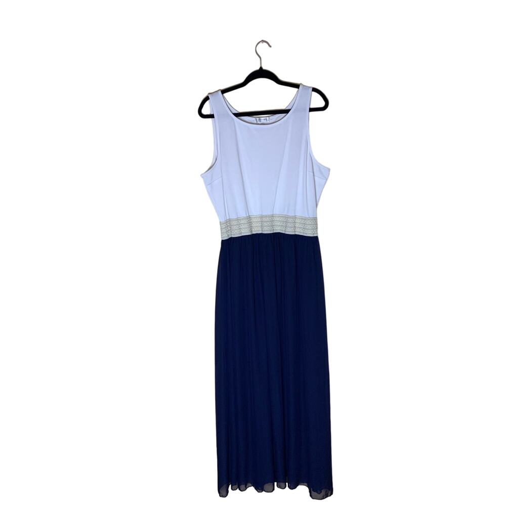 3 Girls Clothing Maxi Dress Sleeveless White Navy Size 3X